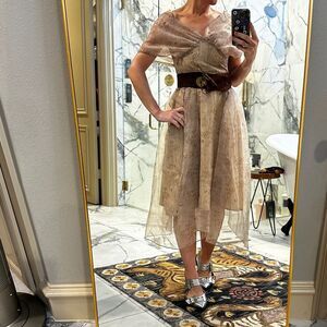 Huiying | s | off shoulder soft tulle midi Asian designer dress